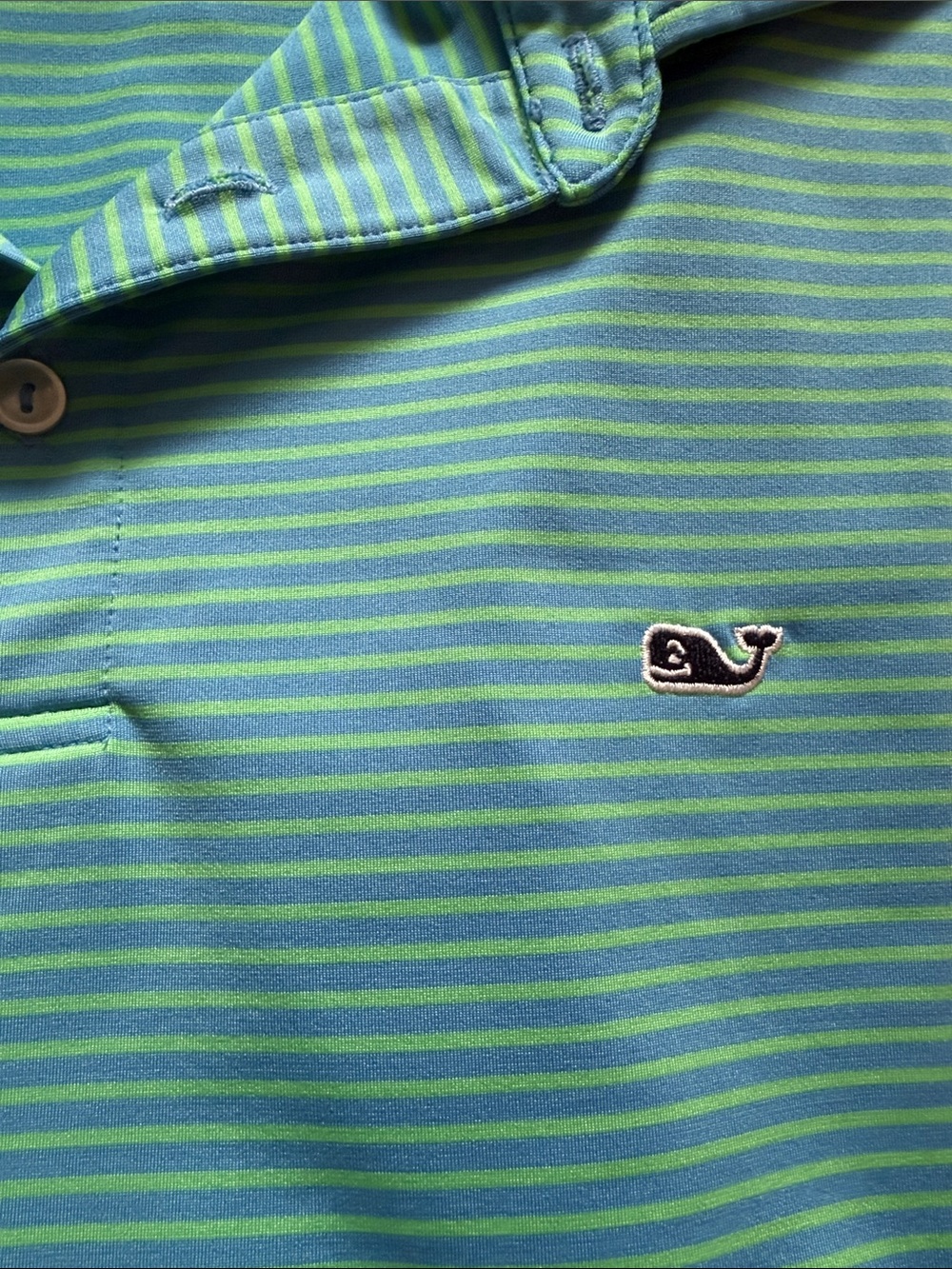 Vineyard Vines Men's Aqua Striped Polo Shirt - Performance Short Sleeve - Picture 2 of 5